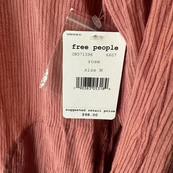 NWT FREE PEOPLE SZM HEARTS & COLORS BUTTON FRONT LONG SLEEVE BOHO CHIC - Picture 8 of 8